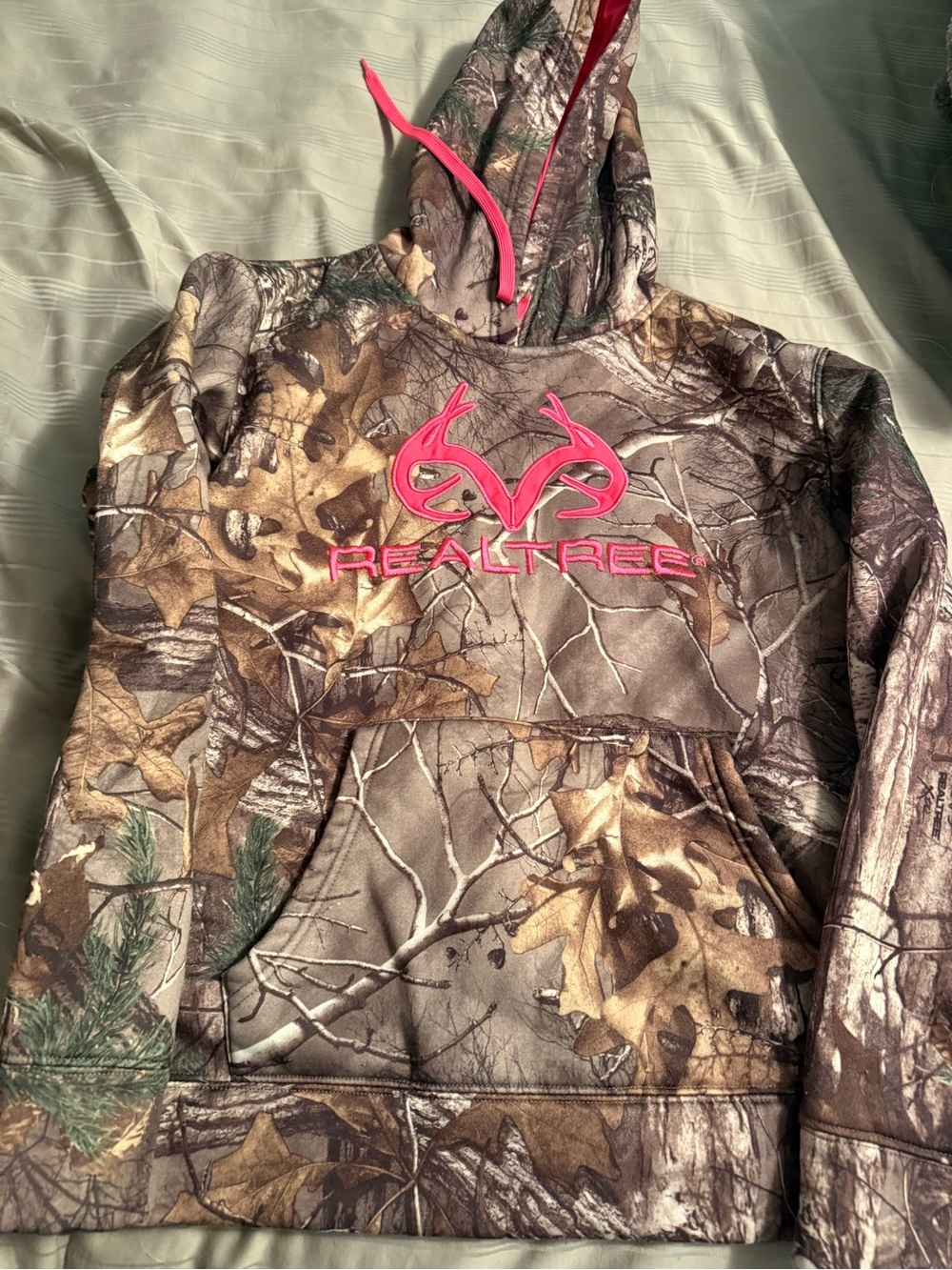 Realtree Camo Hoodie with Pink Logo and Drawstring 8-10